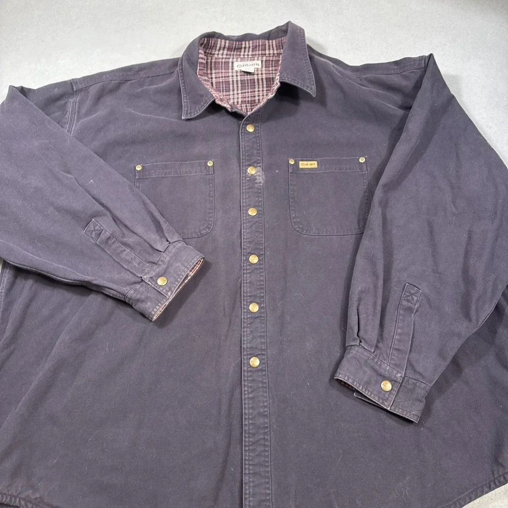 Carhartt NAVY‎  CANVAS FLANNEL LINED SHACKET JACKET MENS 4XL